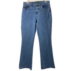 LRL Lauren Jeans Womens Size 10 Medium Wash Denim Classic Bootcut  Flap Pockets